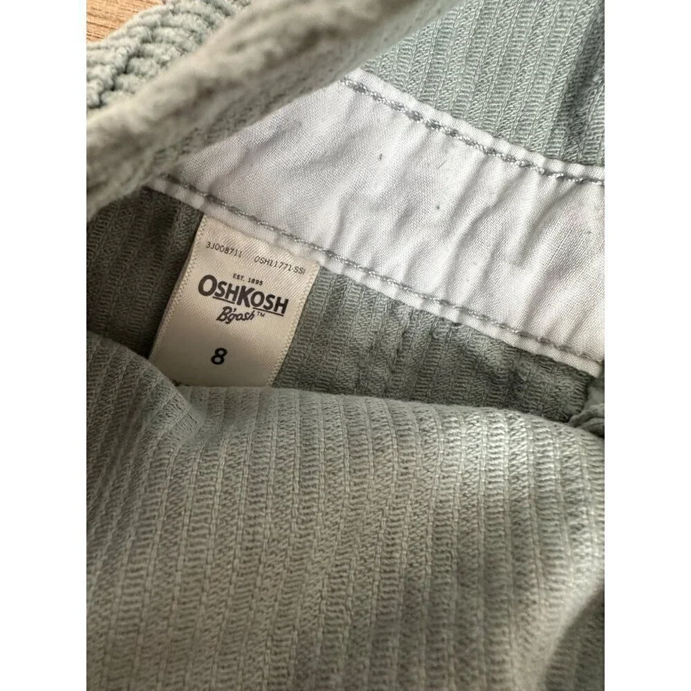 OshKosh Bgosh Girls Size 8 Light Gray Corduroy Overall Dress With Button Front &